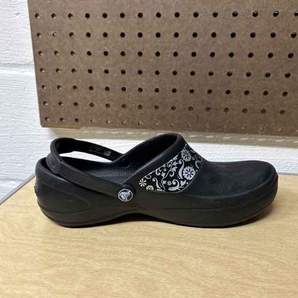 Crocs Women's Mercy 10876 Slip On Casual Floral Black Clogs Size US 8 - Picture 5 of 9
